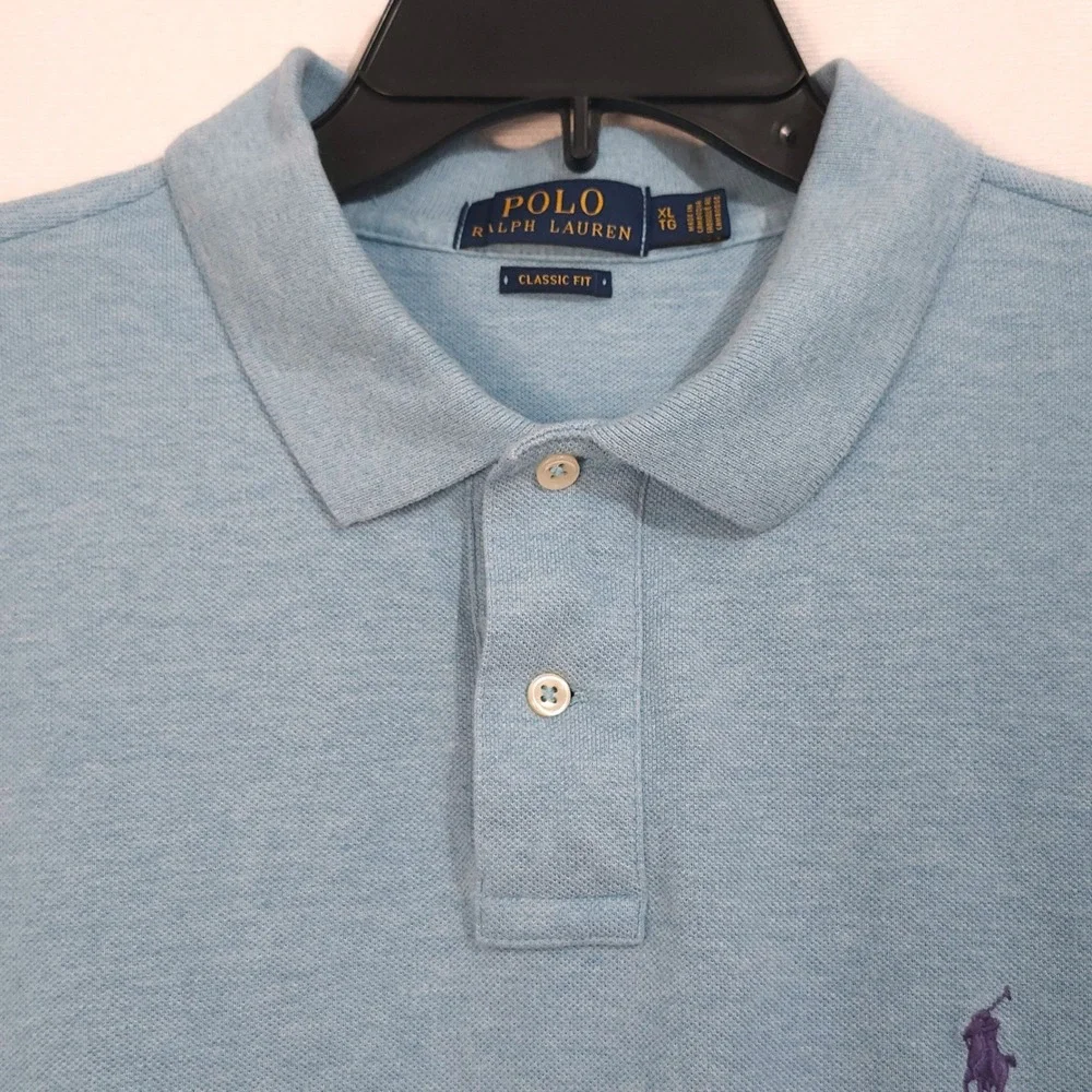 Polo Ralph Lauren Short Sleeve Polo Shirt XL Classic Fit Light Blue  Purple Pony